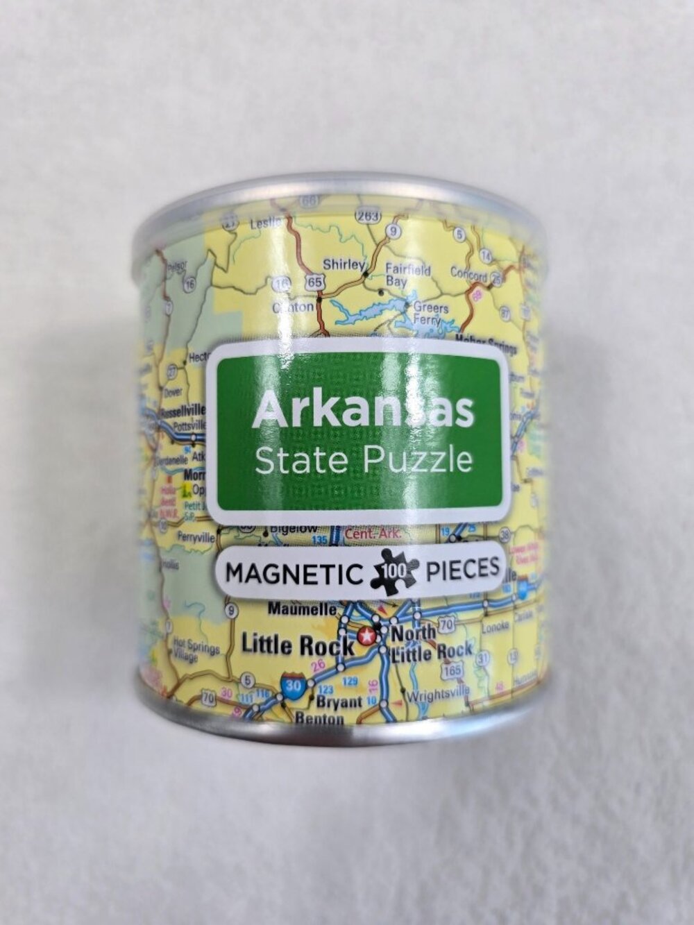 Arkansas State Map Magnetic 100-Piece Puzzle In Compact Canister